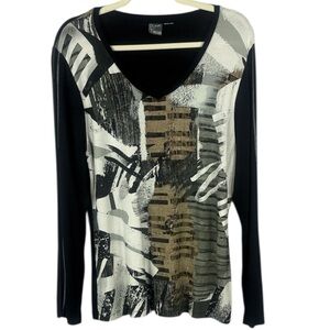 Simply Arts by Dolcezza Abstract Black and White Long Sleeve Top